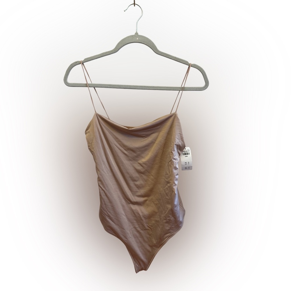 Abercrombie & Fitch Light Brown Spaghetti Strap Bodysuit with Snap Closure- L